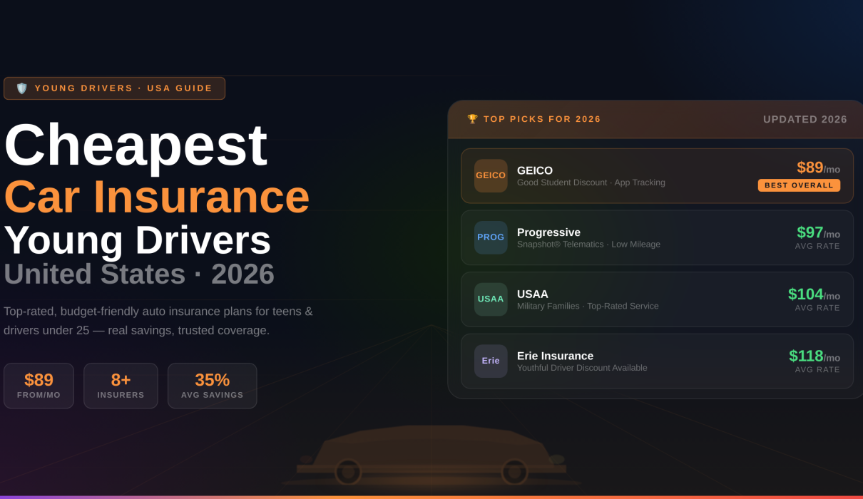 cheapest car insurance for young drivers USA 2026