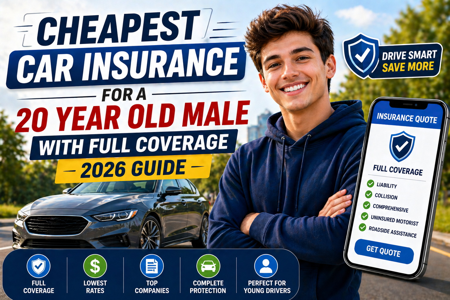 Cheapest Car Insurance for a 20 Year Old Male With Full Coverage (2026 Guide)