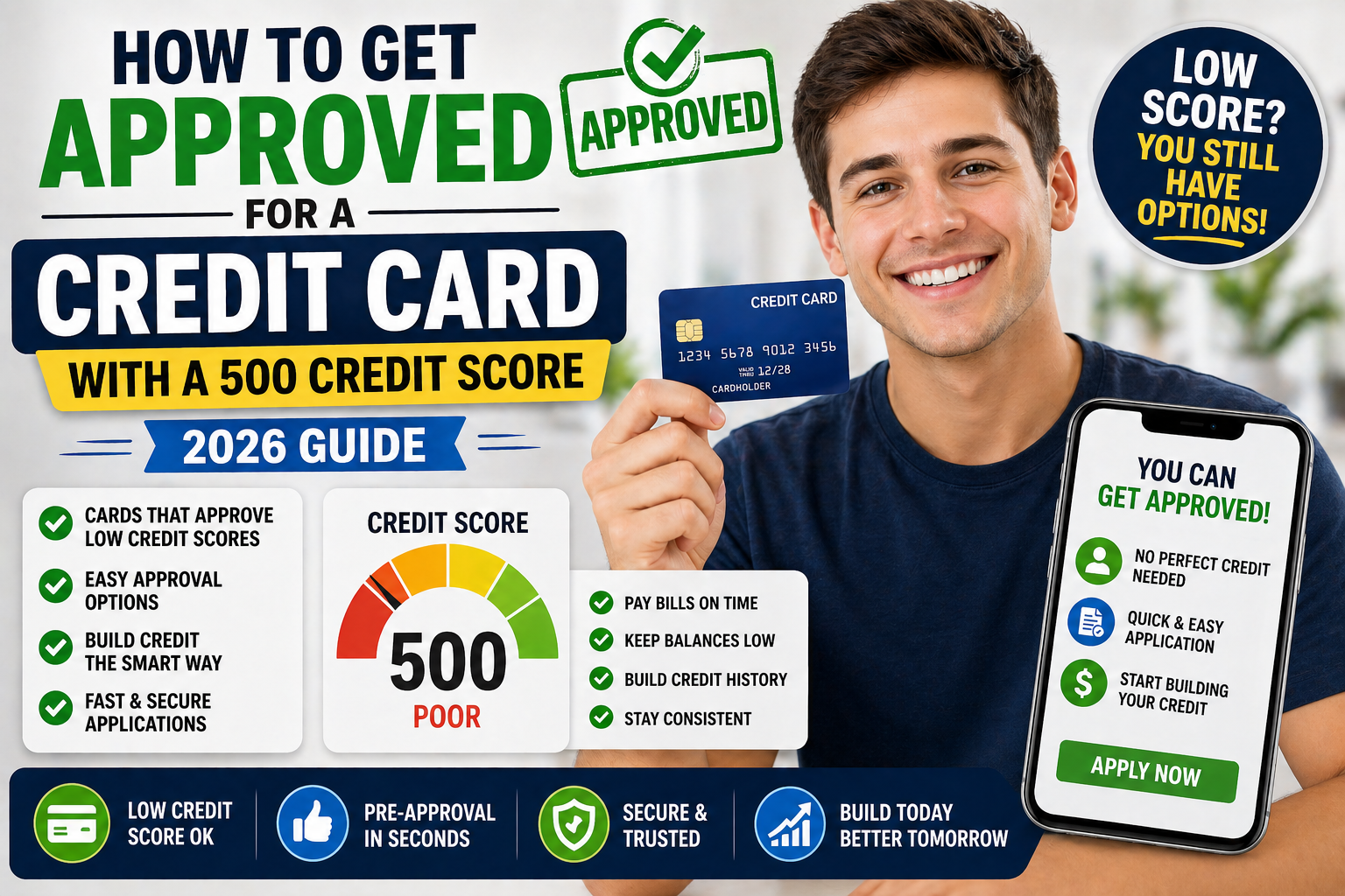 How to Get Approved for a Credit Card With a 500 Credit Score (2026 Guide)